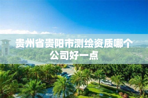 贵州省贵阳市测绘资质哪个公司好一点