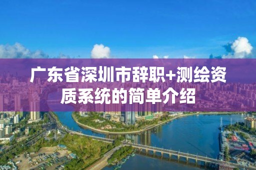 广东省深圳市辞职+测绘资质系统的简单介绍