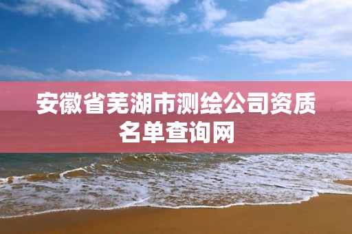 安徽省芜湖市测绘公司资质名单查询网