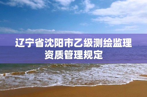 辽宁省沈阳市乙级测绘监理资质管理规定