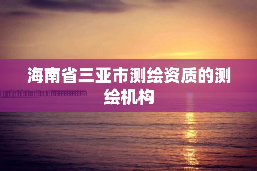 海南省三亚市测绘资质的测绘机构