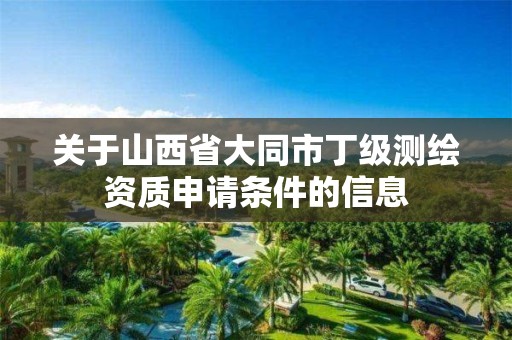 关于山西省大同市丁级测绘资质申请条件的信息