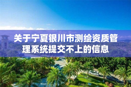 关于宁夏银川市测绘资质管理系统提交不上的信息