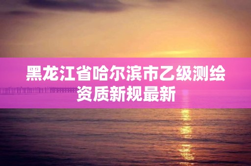 黑龙江省哈尔滨市乙级测绘资质新规最新