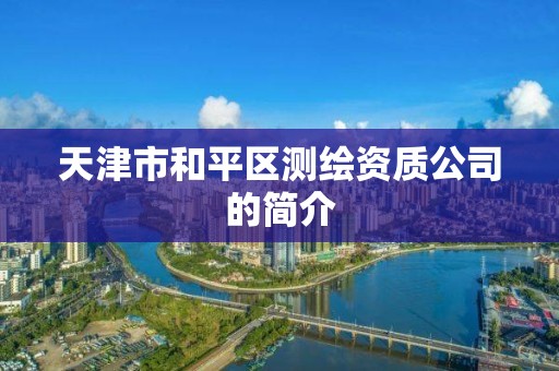 天津市和平区测绘资质公司的简介