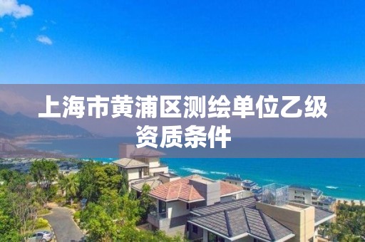 上海市黄浦区测绘单位乙级资质条件