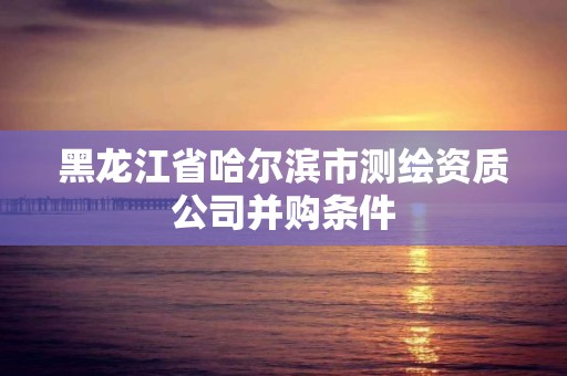 黑龙江省哈尔滨市测绘资质公司并购条件