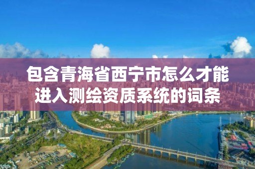 包含青海省西宁市怎么才能进入测绘资质系统的词条