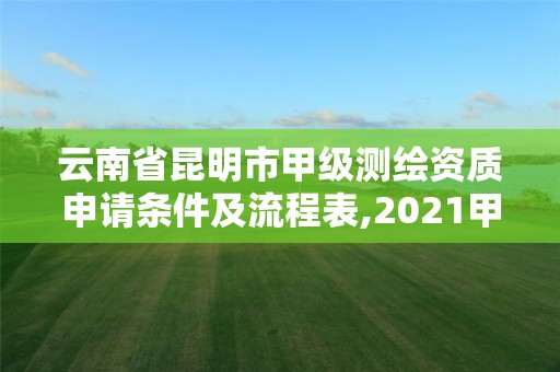 云南省昆明市甲级测绘资质申请条件及流程表,2021甲级测绘资质延期公告。