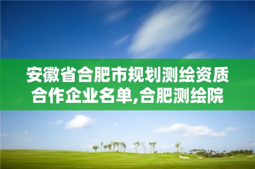 安徽省合肥市规划测绘资质合作企业名单,合肥测绘院是什么单位。