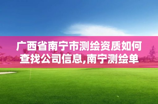 广西省南宁市测绘资质如何查找公司信息,南宁测绘单位。