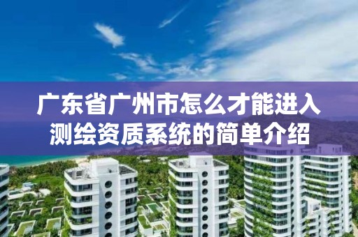 广东省广州市怎么才能进入测绘资质系统的简单介绍