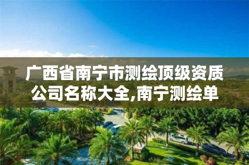 广西省南宁市测绘顶级资质公司名称大全,南宁测绘单位排名。