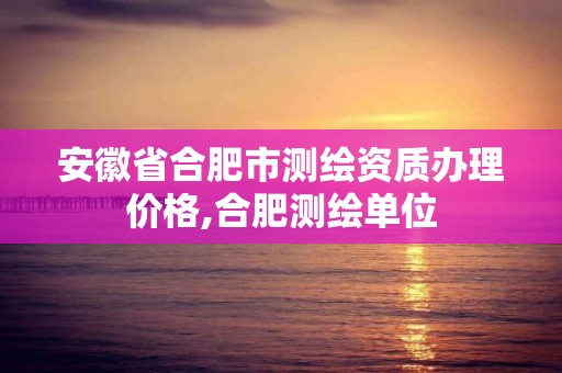 安徽省合肥市测绘资质办理价格,合肥测绘单位