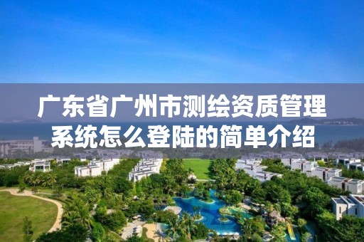 广东省广州市测绘资质管理系统怎么登陆的简单介绍