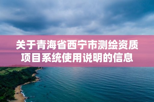 关于青海省西宁市测绘资质项目系统使用说明的信息