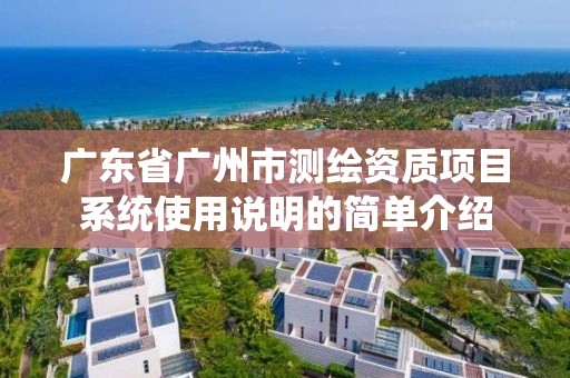 广东省广州市测绘资质项目系统使用说明的简单介绍