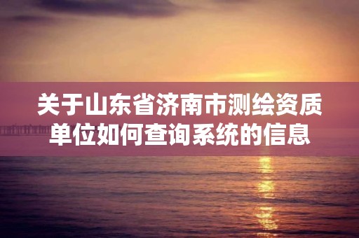 关于山东省济南市测绘资质单位如何查询系统的信息