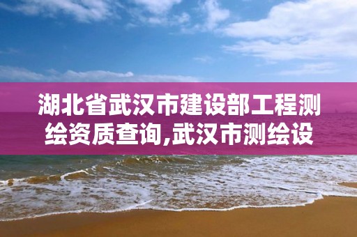 湖北省武汉市建设部工程测绘资质查询,武汉市测绘设计研究院。