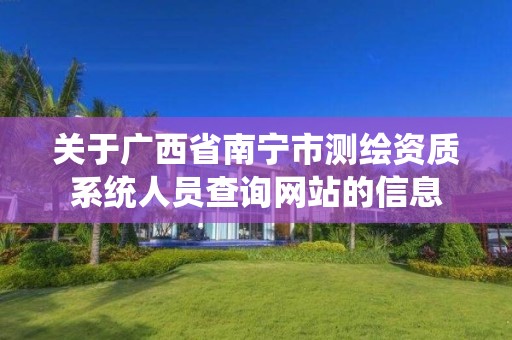 关于广西省南宁市测绘资质系统人员查询网站的信息