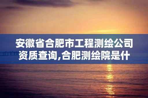 安徽省合肥市工程测绘公司资质查询,合肥测绘院是什么单位。