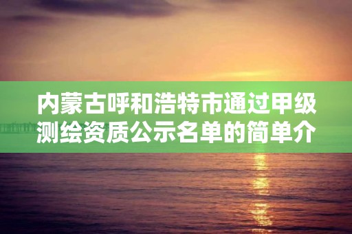 内蒙古呼和浩特市通过甲级测绘资质公示名单的简单介绍