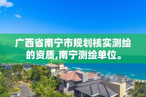 广西省南宁市规划核实测绘的资质,南宁测绘单位。