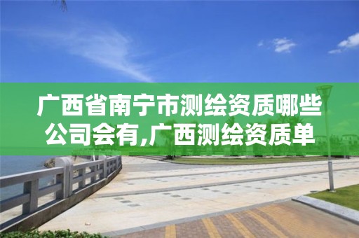 广西省南宁市测绘资质哪些公司会有,广西测绘资质单位