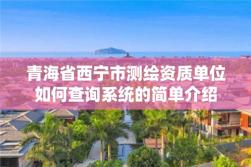 青海省西宁市测绘资质单位如何查询系统的简单介绍