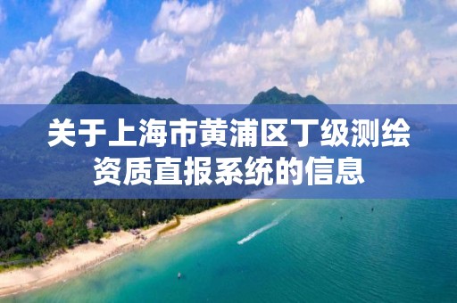 关于上海市黄浦区丁级测绘资质直报系统的信息