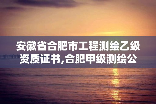 安徽省合肥市工程测绘乙级资质证书,合肥甲级测绘公司。