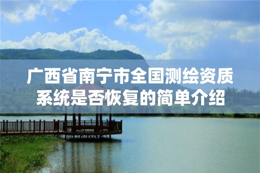 广西省南宁市全国测绘资质系统是否恢复的简单介绍