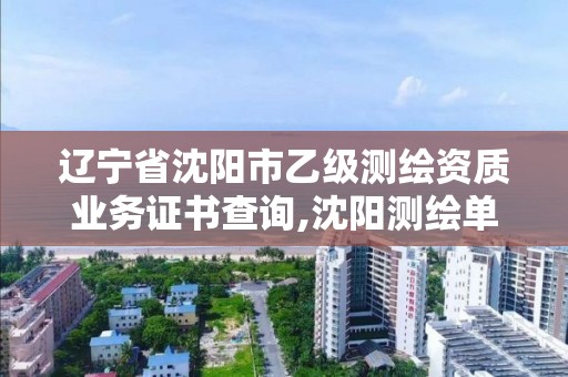 辽宁省沈阳市乙级测绘资质业务证书查询,沈阳测绘单位。