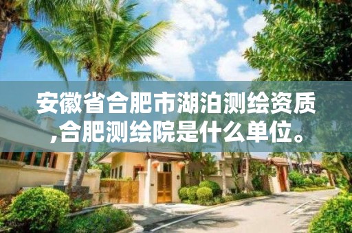 安徽省合肥市湖泊测绘资质,合肥测绘院是什么单位。