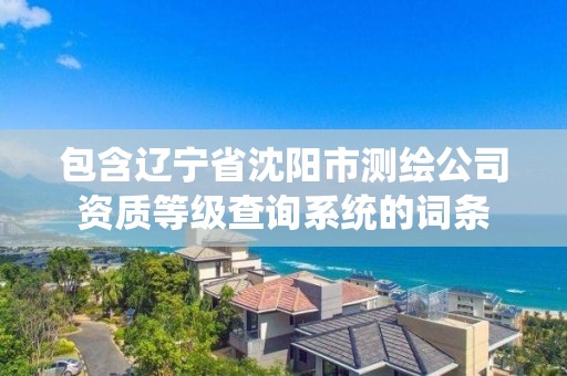 包含辽宁省沈阳市测绘公司资质等级查询系统的词条