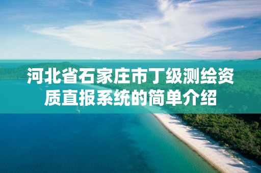 河北省石家庄市丁级测绘资质直报系统的简单介绍