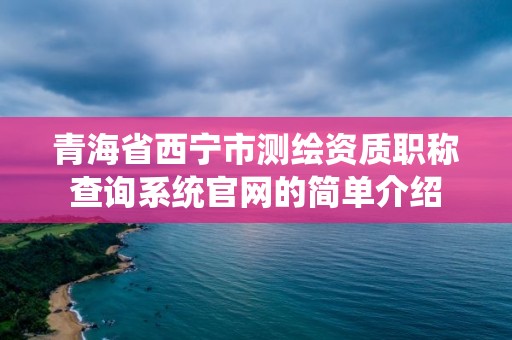 青海省西宁市测绘资质职称查询系统官网的简单介绍