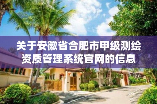 关于安徽省合肥市甲级测绘资质管理系统官网的信息