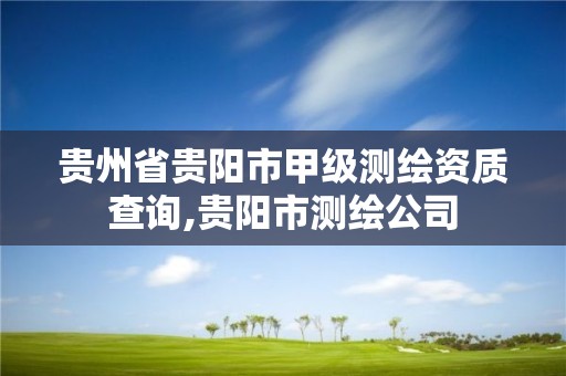 贵州省贵阳市甲级测绘资质查询,贵阳市测绘公司