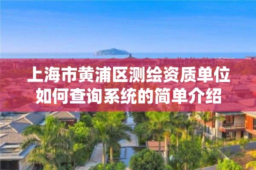 上海市黄浦区测绘资质单位如何查询系统的简单介绍