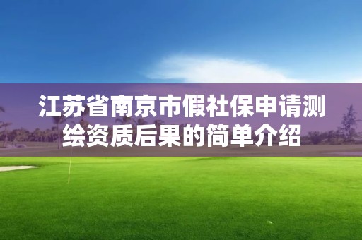 江苏省南京市假社保申请测绘资质后果的简单介绍