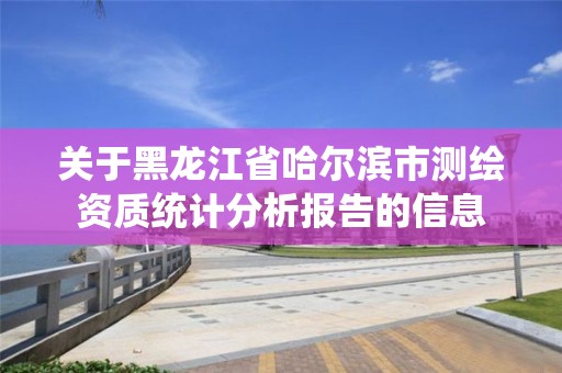 关于黑龙江省哈尔滨市测绘资质统计分析报告的信息