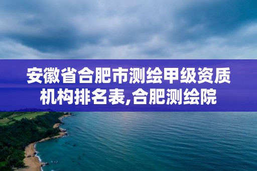 安徽省合肥市测绘甲级资质机构排名表,合肥测绘院