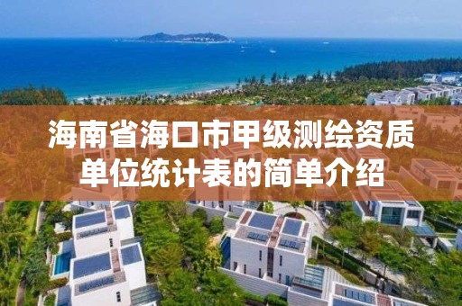 海南省海口市甲级测绘资质单位统计表的简单介绍