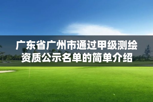 广东省广州市通过甲级测绘资质公示名单的简单介绍