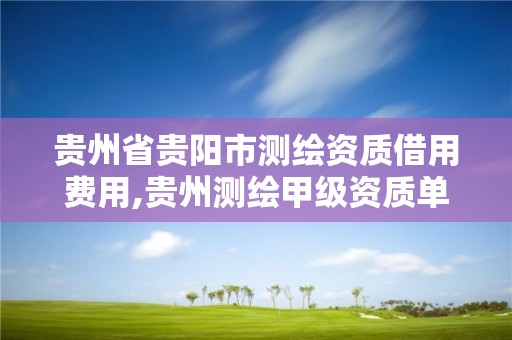 贵州省贵阳市测绘资质借用费用,贵州测绘甲级资质单位