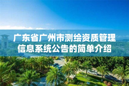 广东省广州市测绘资质管理信息系统公告的简单介绍