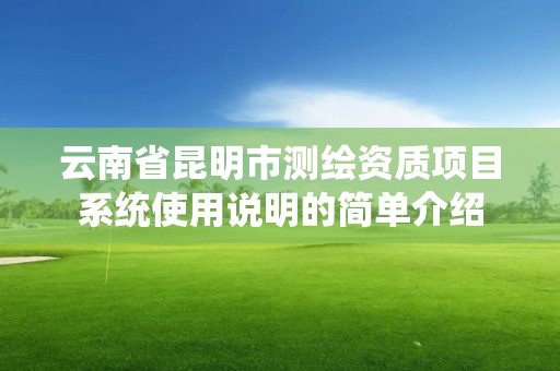 云南省昆明市测绘资质项目系统使用说明的简单介绍