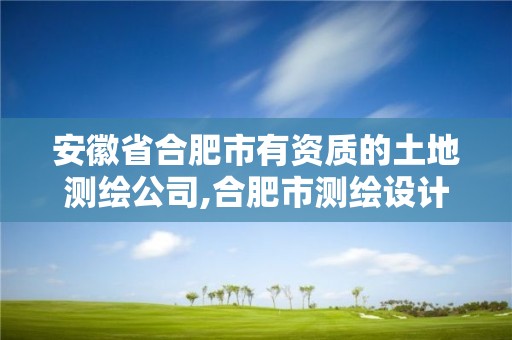 安徽省合肥市有资质的土地测绘公司,合肥市测绘设计研究院。