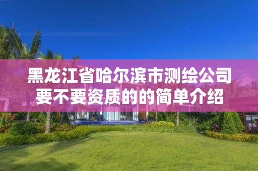 黑龙江省哈尔滨市测绘公司要不要资质的的简单介绍